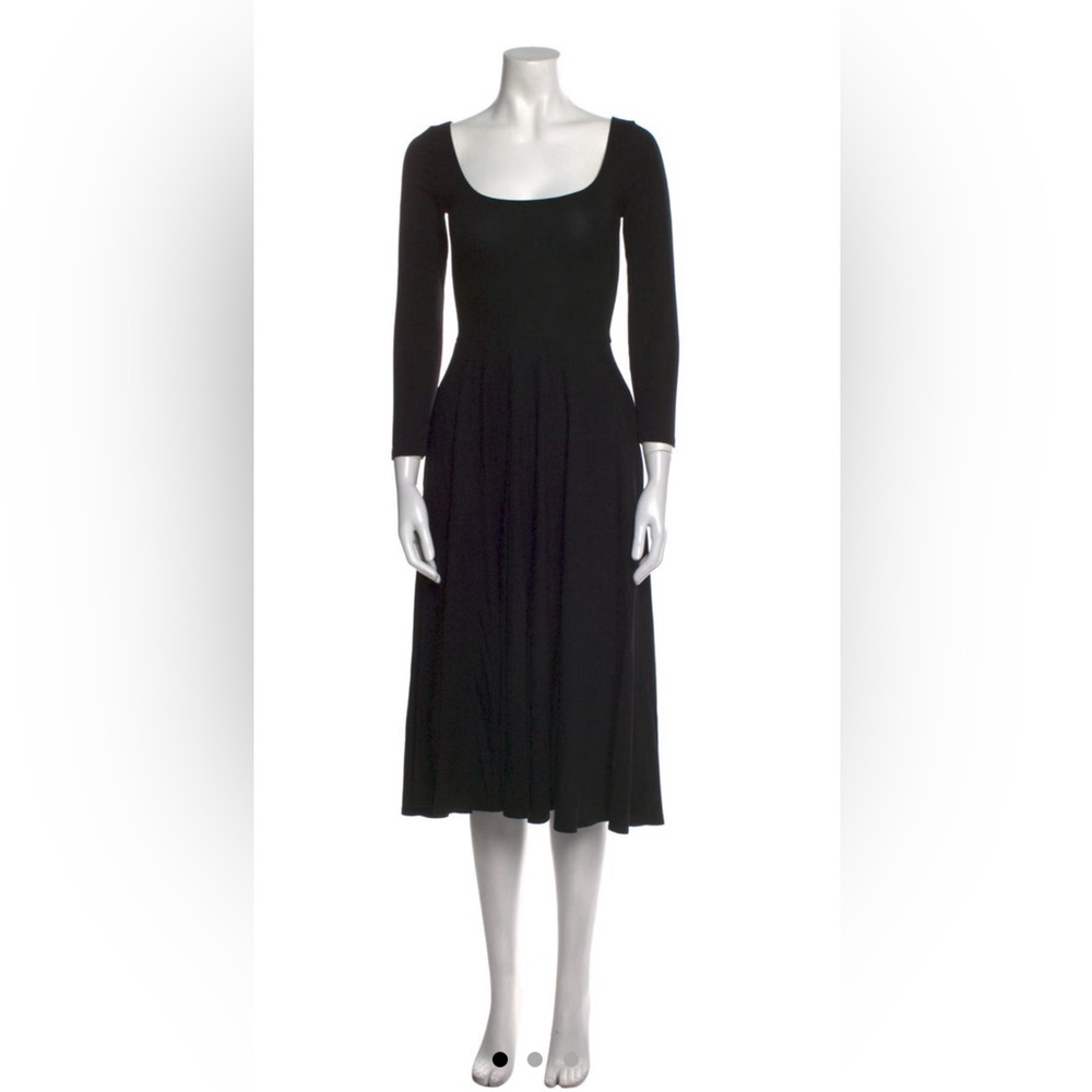 Reformation knit black dress midi length with pockets